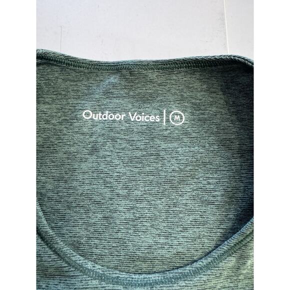 OUTDOOR VOICES Heather Green Slashback Crop Top High Neck Women's Medium - Picture 2 of 6